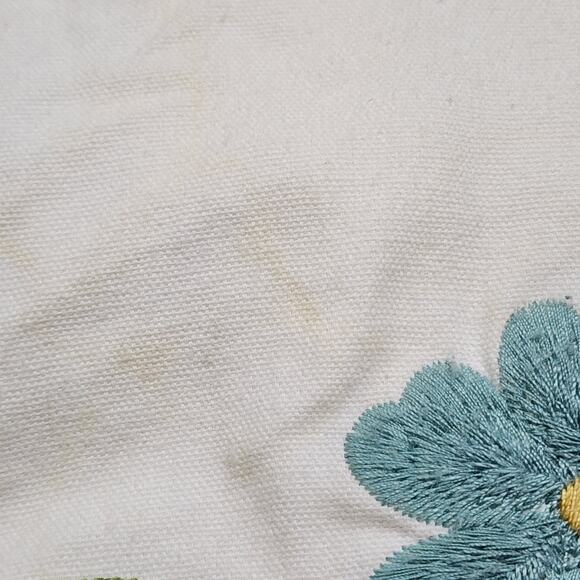 Embroidered Blue Cherry Blossom Square Pillow Sham Cases 18"x18" Button Closure - Picture 8 of 10